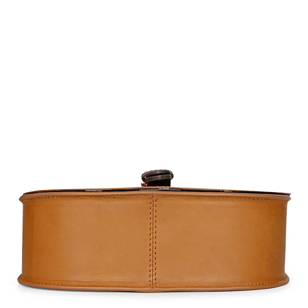 Favore Women Dark Tan Leather Saddle Bags