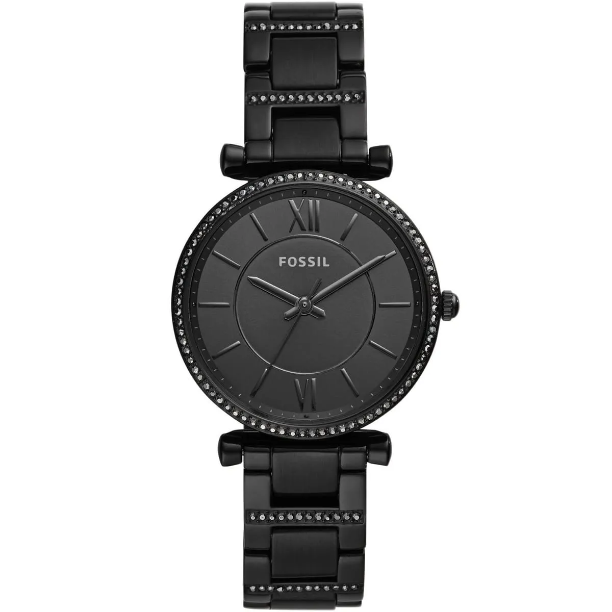 Fossil ES4488 Ladies Watch – Carlie Three-Hand Black Stainless Steel