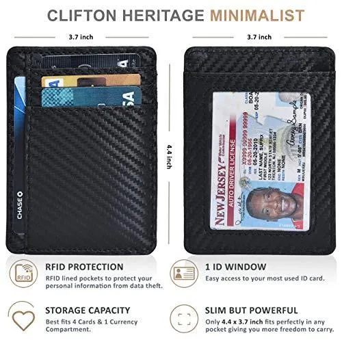 Front Pocket Slim Wallets- Genuine Leather Handmade Minimalist Credit Card Holder By Clifton Heritage