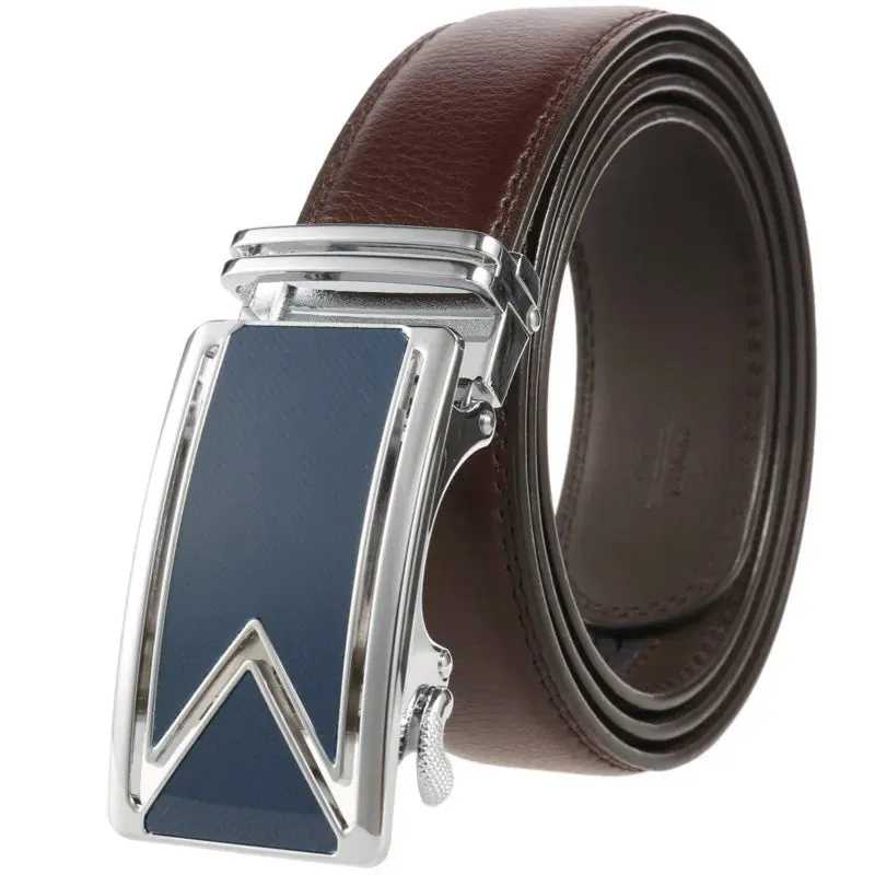 Genuine Leather Men's Belts Fashion Alloy Automatic Buckle Belt Business Casual High Quality Waistband Luxury Brand Male Belt