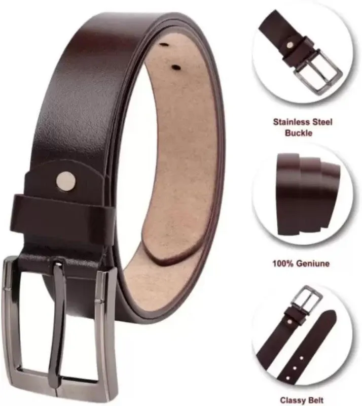 GOUS Men Casual Brown Genuine Leather Belt