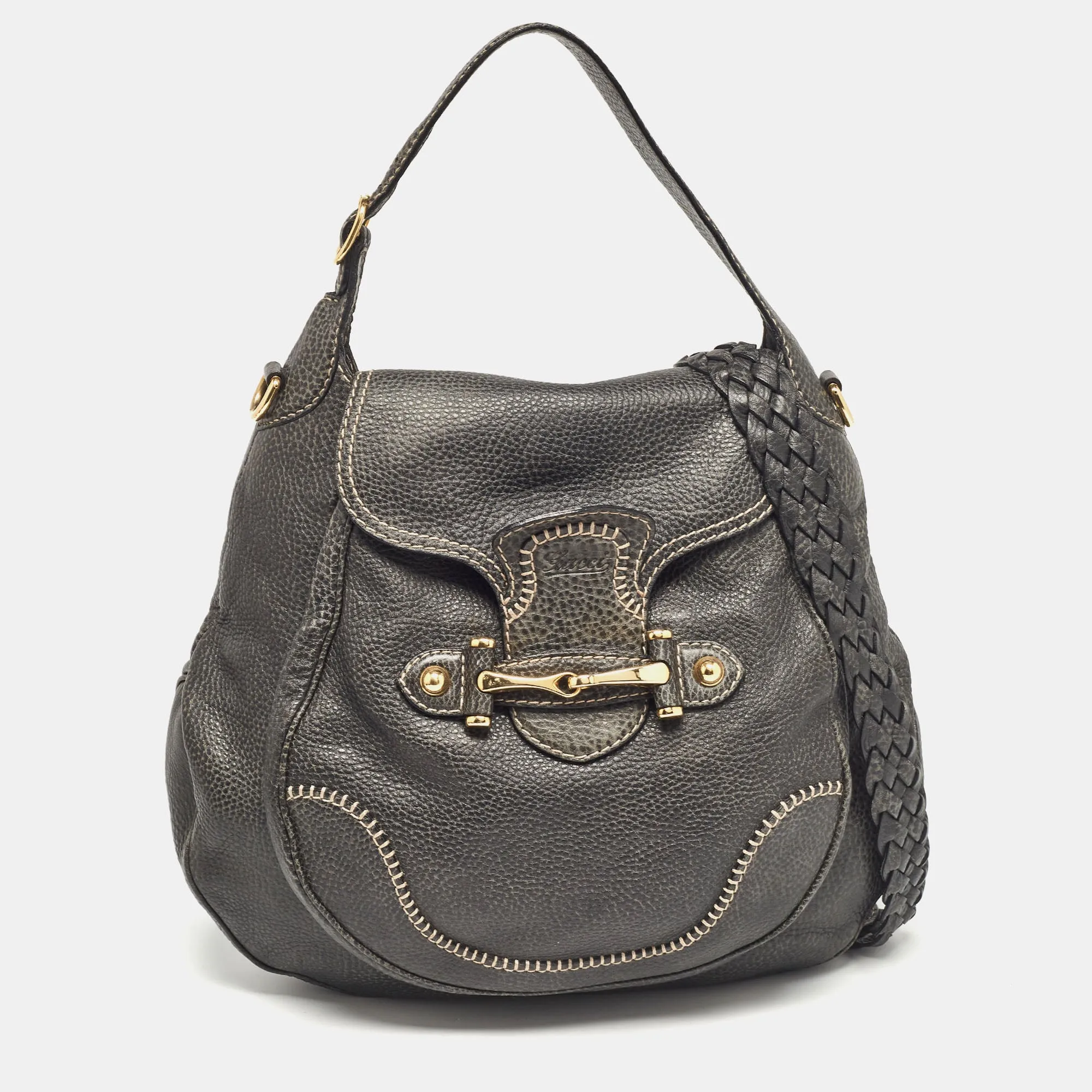 Grey Leather Large Pelham Hobo