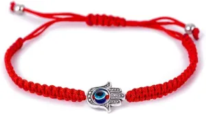 Handmade Red Black String Evil Eye Hamsa Hand Charm Bracelets for Protection and Luck Kabbalah Adjustable Hand-Woven Cord Thread Friendship Bracelet Amulet Jewelry