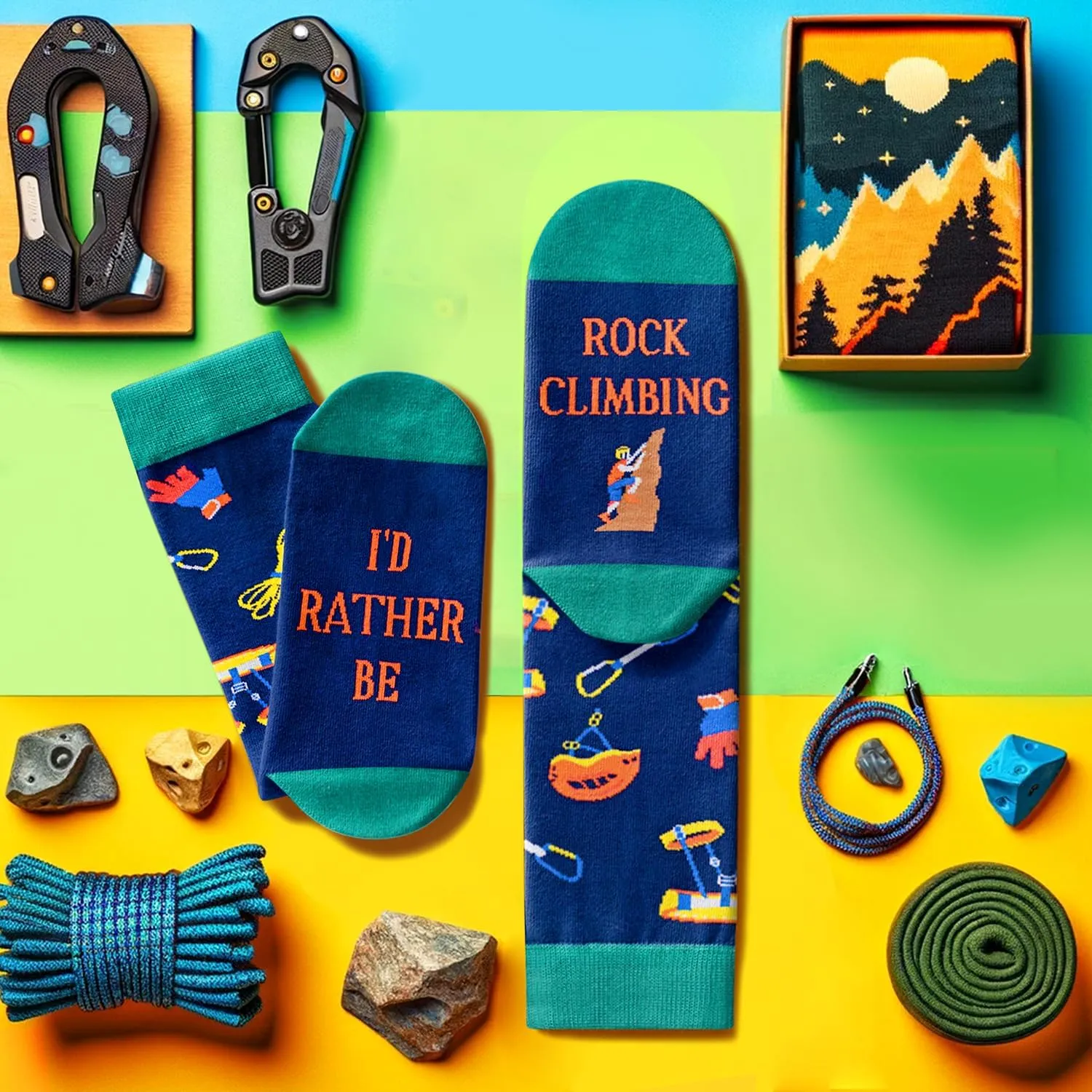 HAPPYPOP Sports Gifts For Men Women - Rock Climbing Running Gifts, Climbing Running Hunting Socks