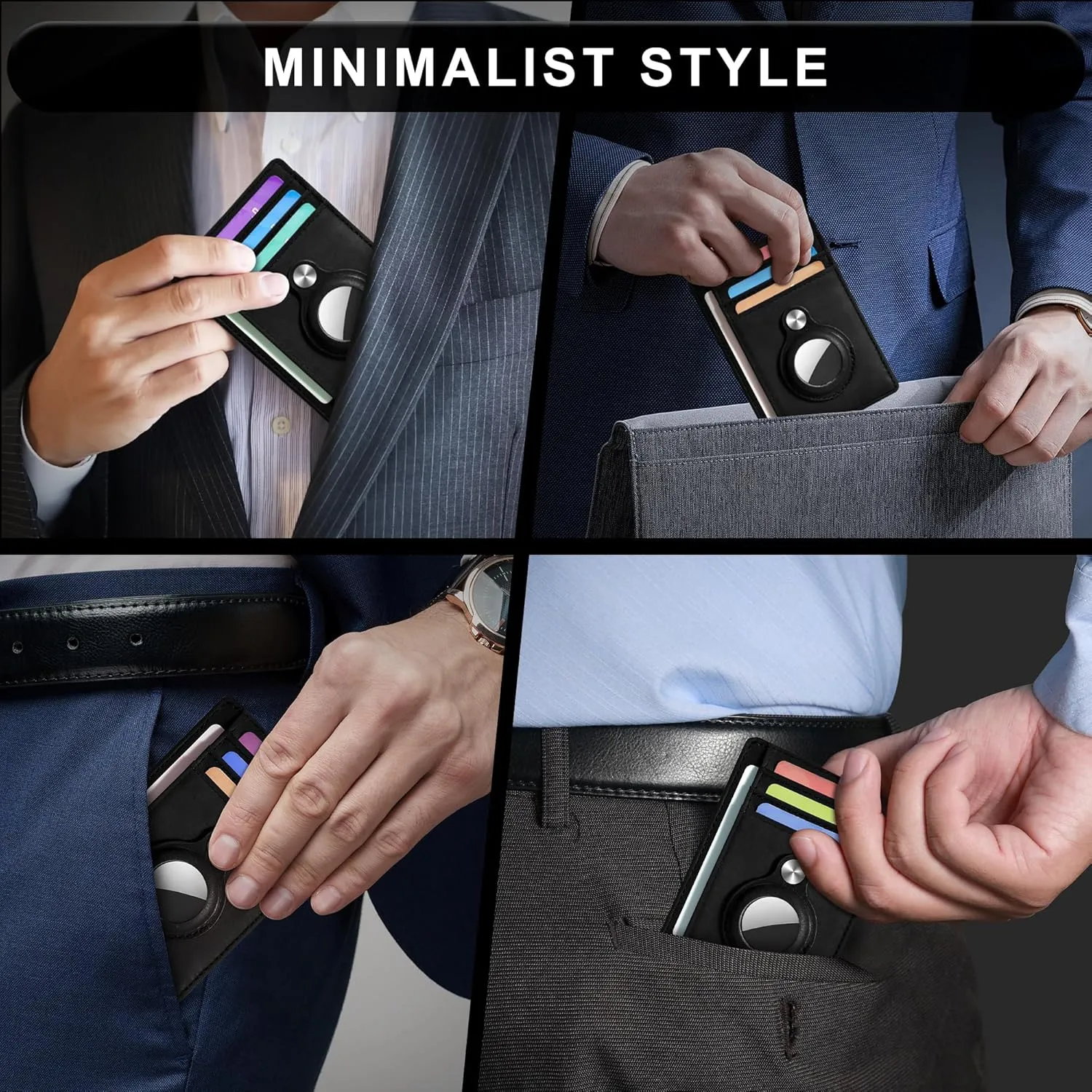 Hawanik Slim Minimalist Front Pocket Air Tag Wallet, RFID Blocking Card Holder Wallet with Airtag Holder
