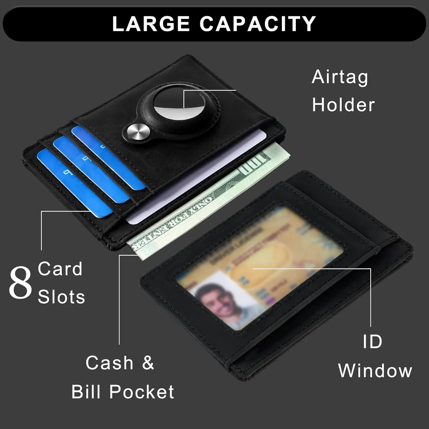Hawanik Slim Minimalist Front Pocket Air Tag Wallet, RFID Blocking Card Holder Wallet with Airtag Holder