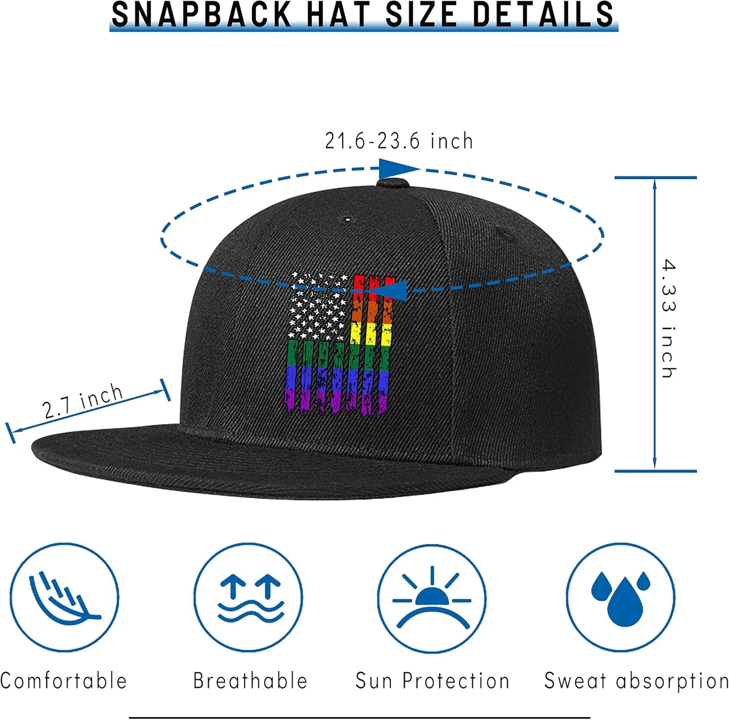 Horror Skull Hat Snapback Hat for Men Women Black Adjustable Classic Adult Baseball Cap Flat Bill Hip Hop Cap