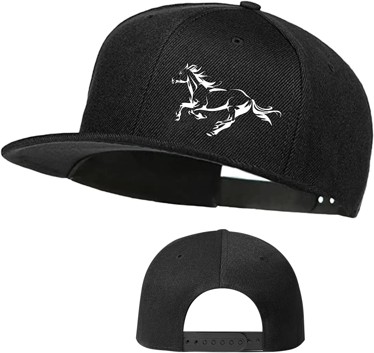Horror Skull Hat Snapback Hat for Men Women Black Adjustable Classic Adult Baseball Cap Flat Bill Hip Hop Cap