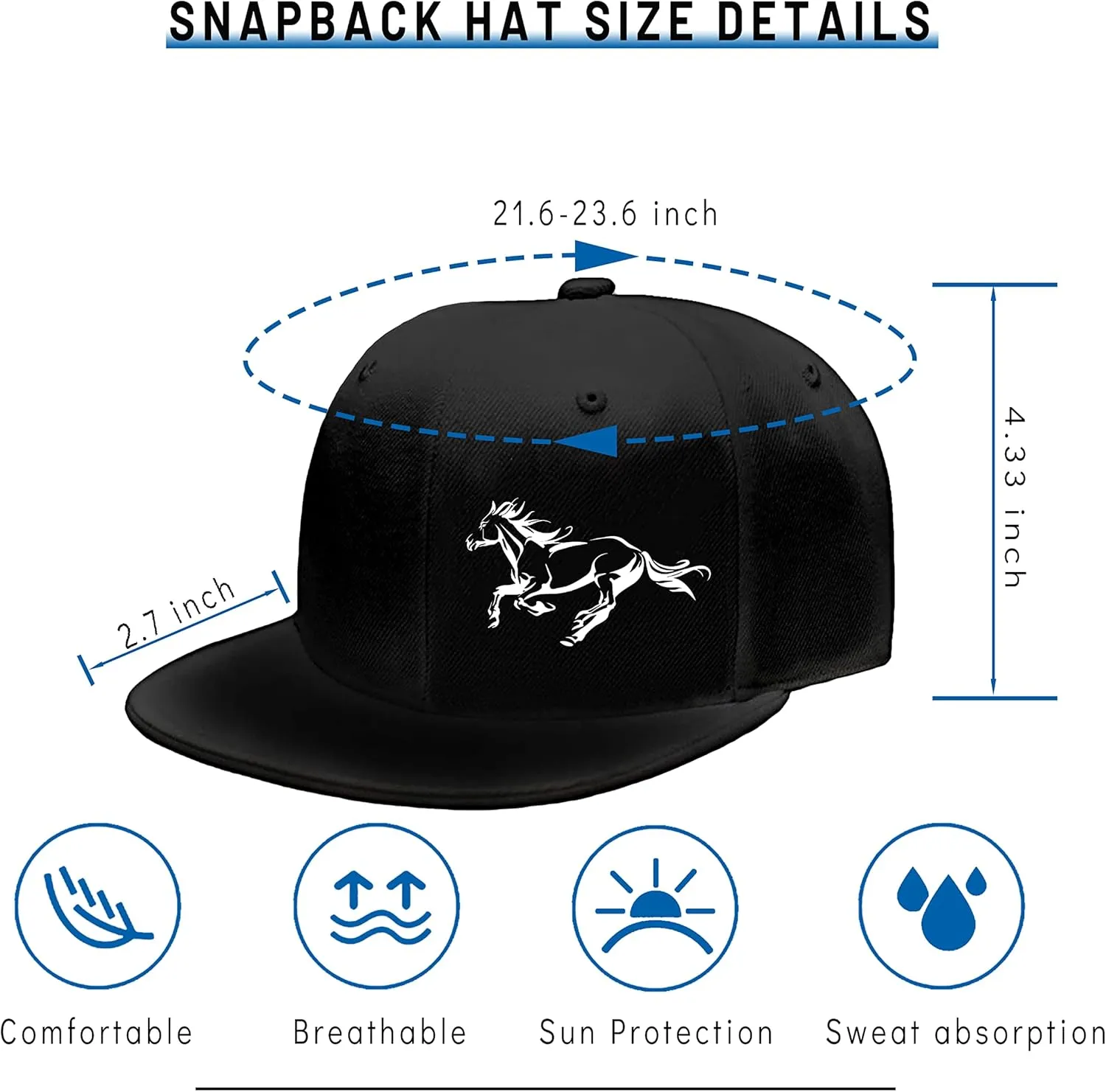 Horror Skull Hat Snapback Hat for Men Women Black Adjustable Classic Adult Baseball Cap Flat Bill Hip Hop Cap