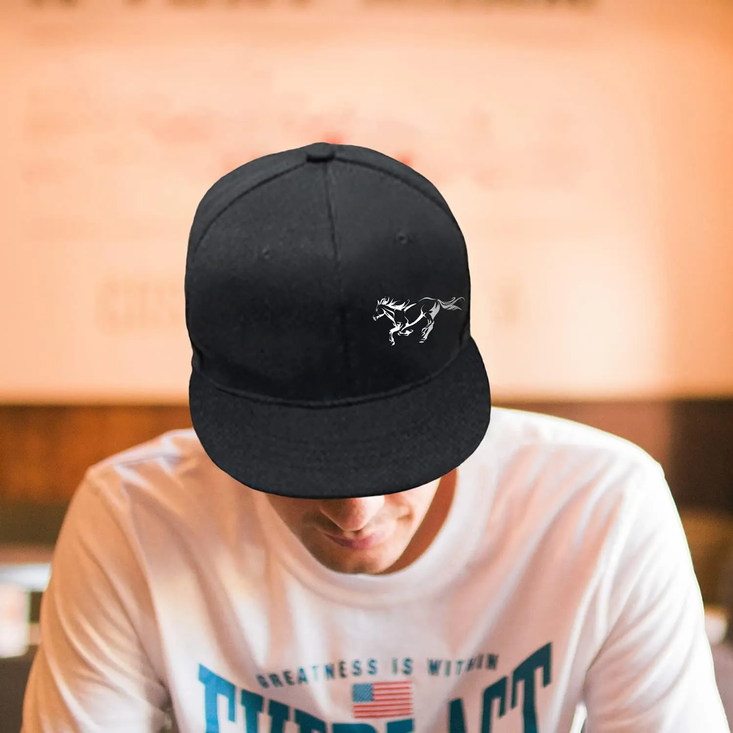 Horror Skull Hat Snapback Hat for Men Women Black Adjustable Classic Adult Baseball Cap Flat Bill Hip Hop Cap