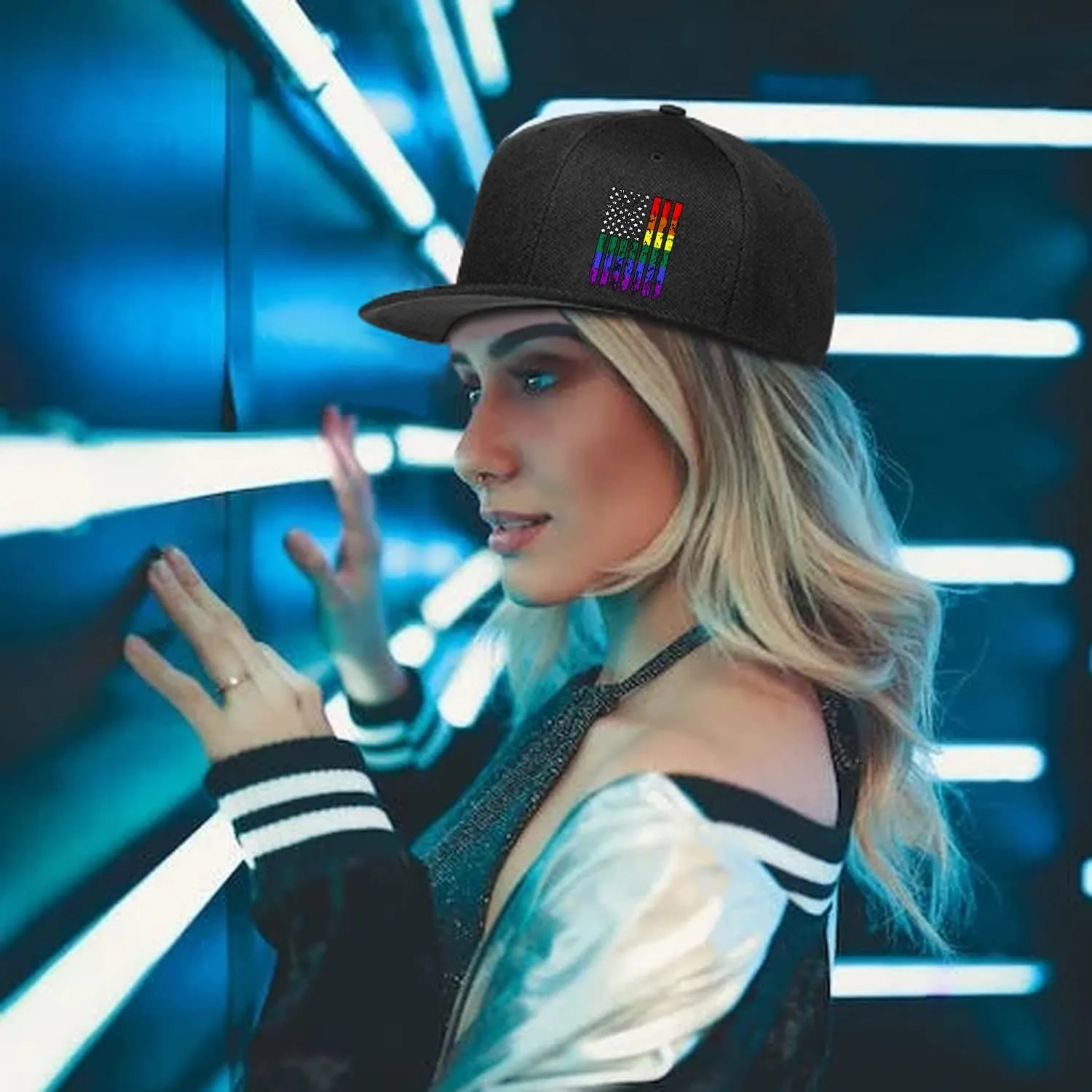 Horror Skull Hat Snapback Hat for Men Women Black Adjustable Classic Adult Baseball Cap Flat Bill Hip Hop Cap
