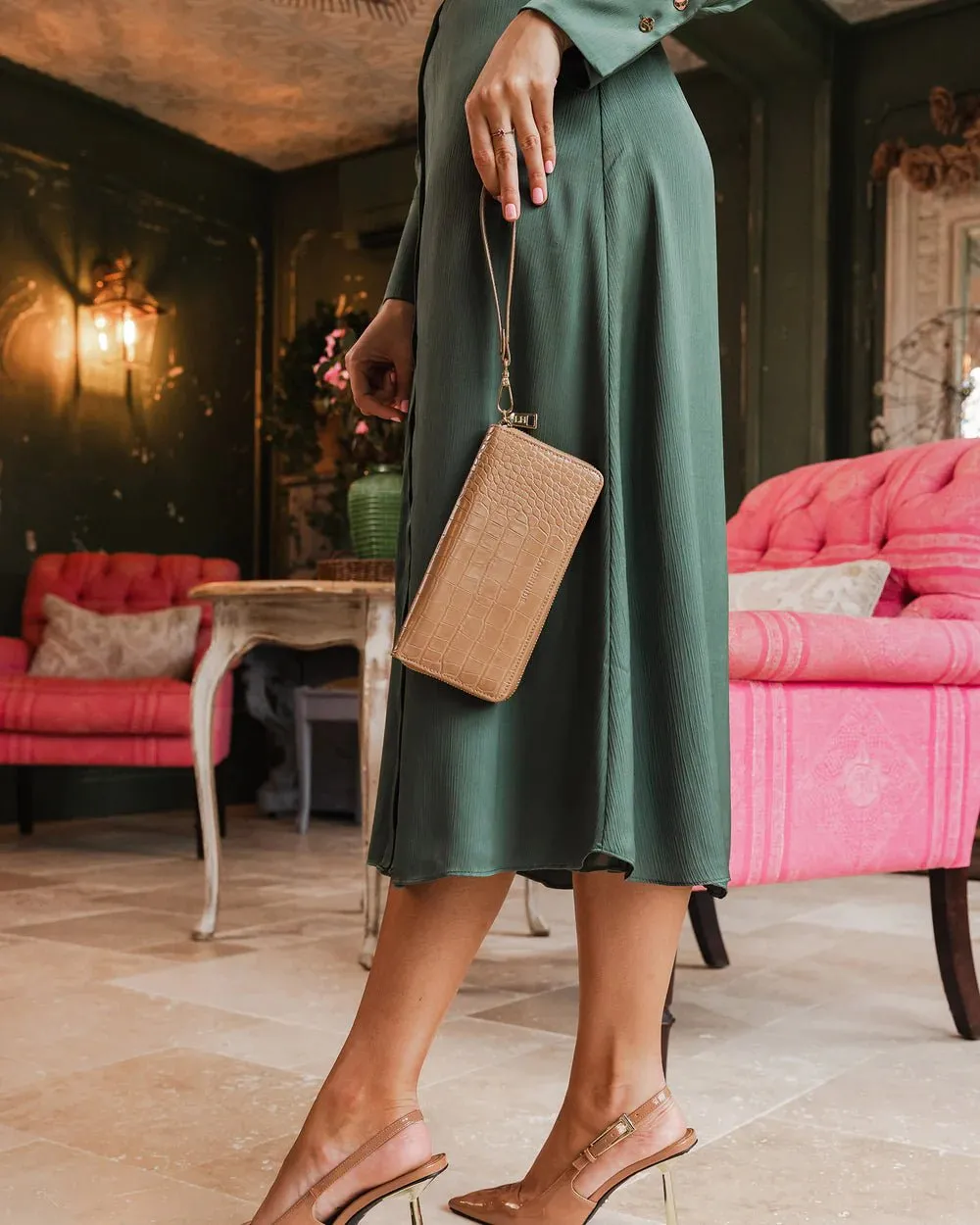 JESSICA WALLET CROC CAMEL