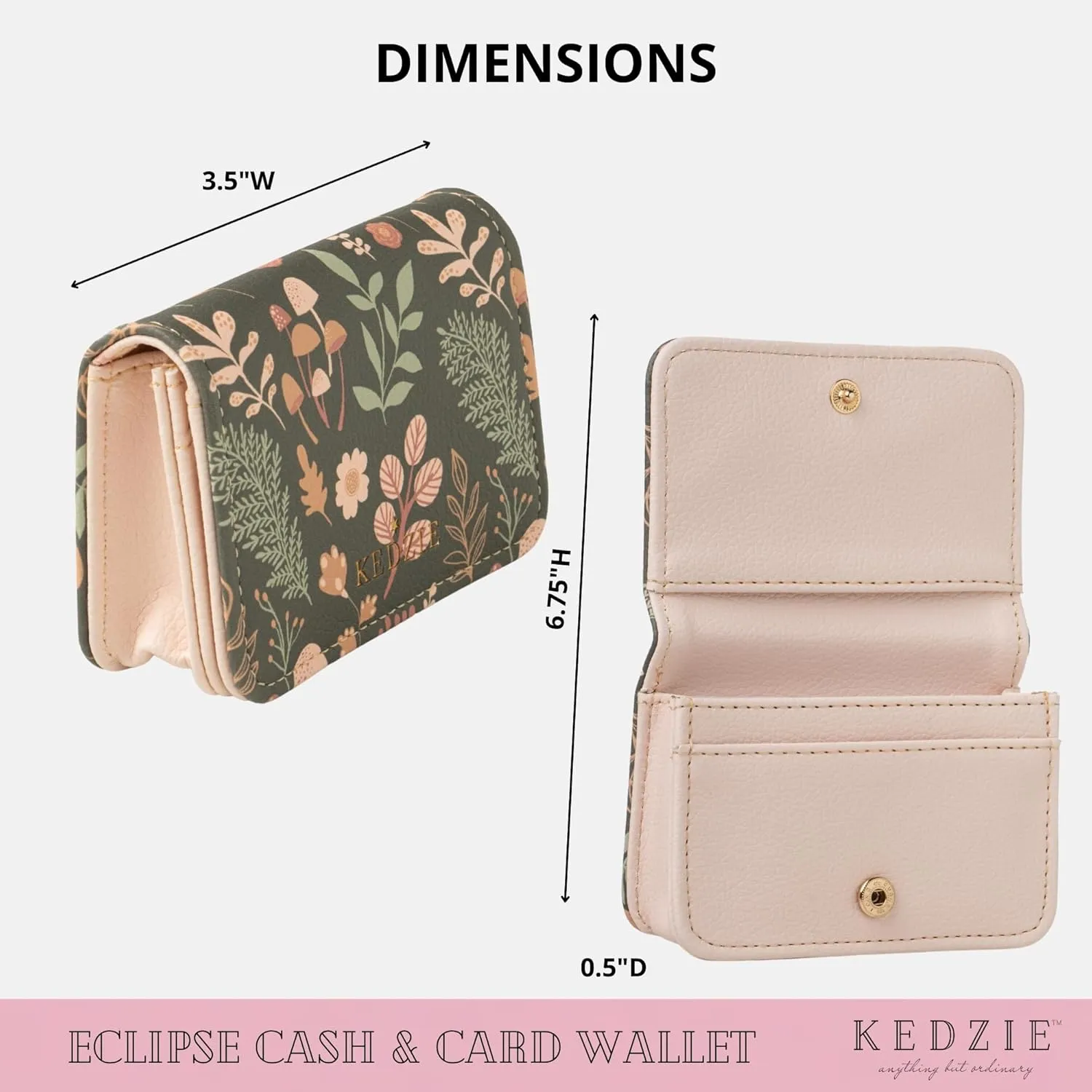 KEDZIE Essentials Only Cash & Card Wallet Clutch In Vegan Leather with Snap Closure for Women