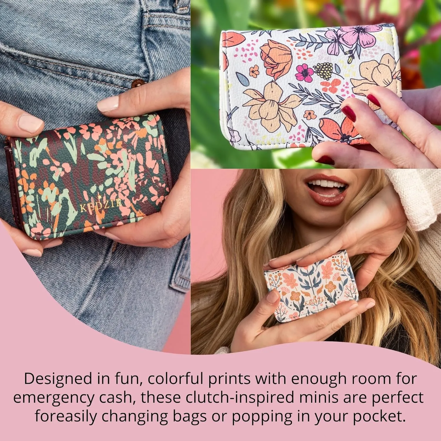 KEDZIE Essentials Only Cash & Card Wallet Clutch In Vegan Leather with Snap Closure for Women