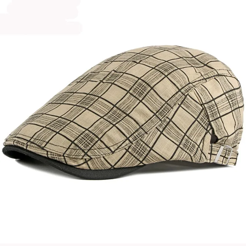 Kendrick Plaid Cotton Flat Cap