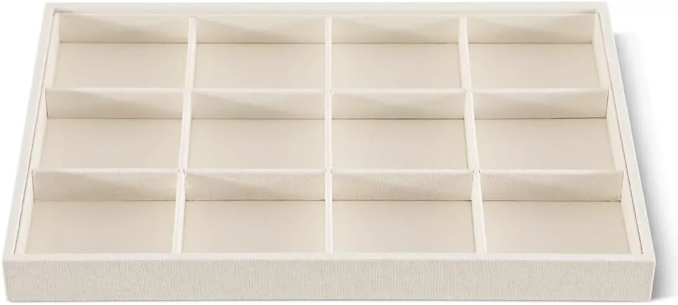 Linen 12 Grid Stackable Bangle Storage Tray, Bracelet Watch Display Tray, Jewelry Shop Counter Showcase Table Top Organizers, Makeup Table Drawer Insert Jewelry Tray