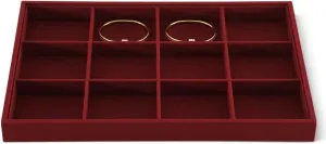 Linen 12 Grid Stackable Bangle Storage Tray, Bracelet Watch Display Tray, Jewelry Shop Counter Showcase Table Top Organizers, Makeup Table Drawer Insert Jewelry Tray
