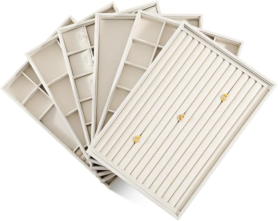 Linen 12 Grid Stackable Bangle Storage Tray, Bracelet Watch Display Tray, Jewelry Shop Counter Showcase Table Top Organizers, Makeup Table Drawer Insert Jewelry Tray