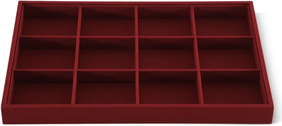 Linen 12 Grid Stackable Bangle Storage Tray, Bracelet Watch Display Tray, Jewelry Shop Counter Showcase Table Top Organizers, Makeup Table Drawer Insert Jewelry Tray