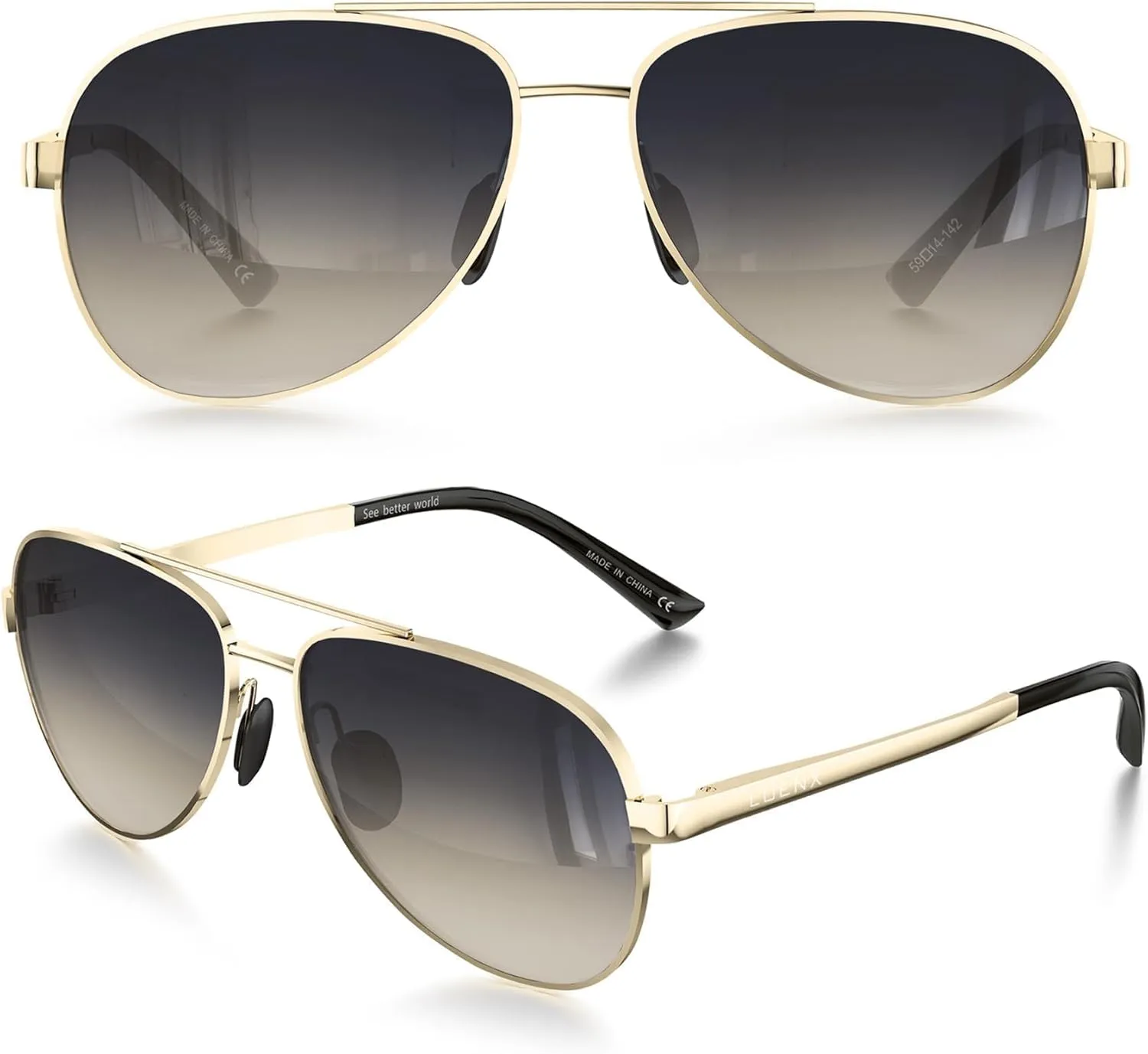 LUENX Aviator Sunglasses for Men Women Polarized - UV400 Protection, Stylish Shades, Driving, Outdoor Activities