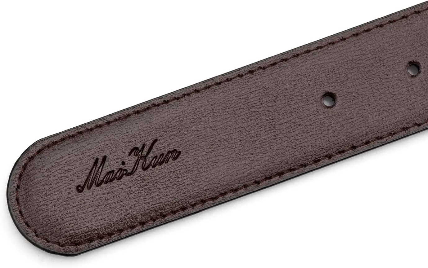 maikun Mens Black Leather Belt, Casual Dress Belts For Men, Classic Design Pin Buckle