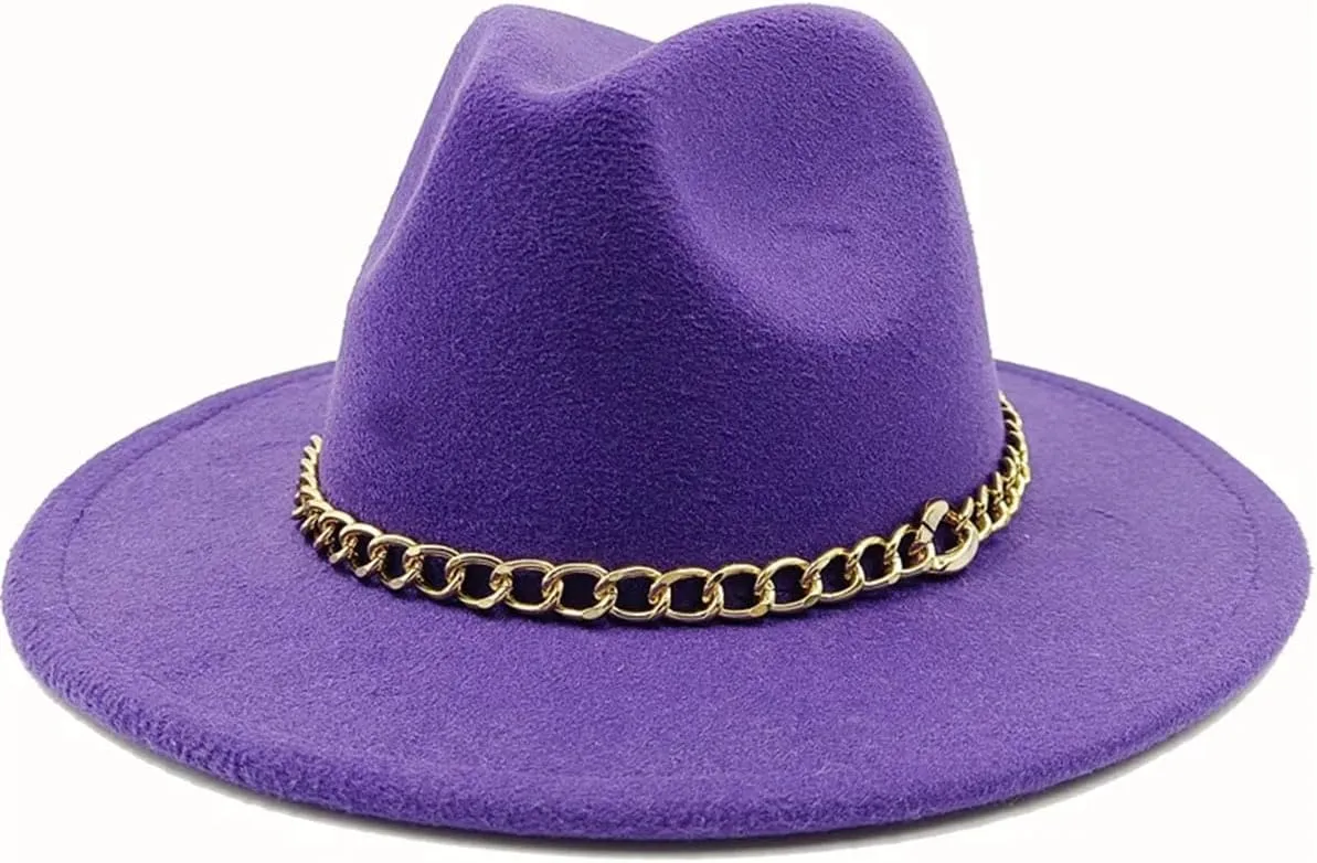 Men's Classic Wide Brim Fedora Hats for Men Panama Jazz Cap for Party Wedding Church