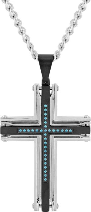 Men's Diamond Cross Riveted Stainless Steel Pendant Collection Choice of Colors
