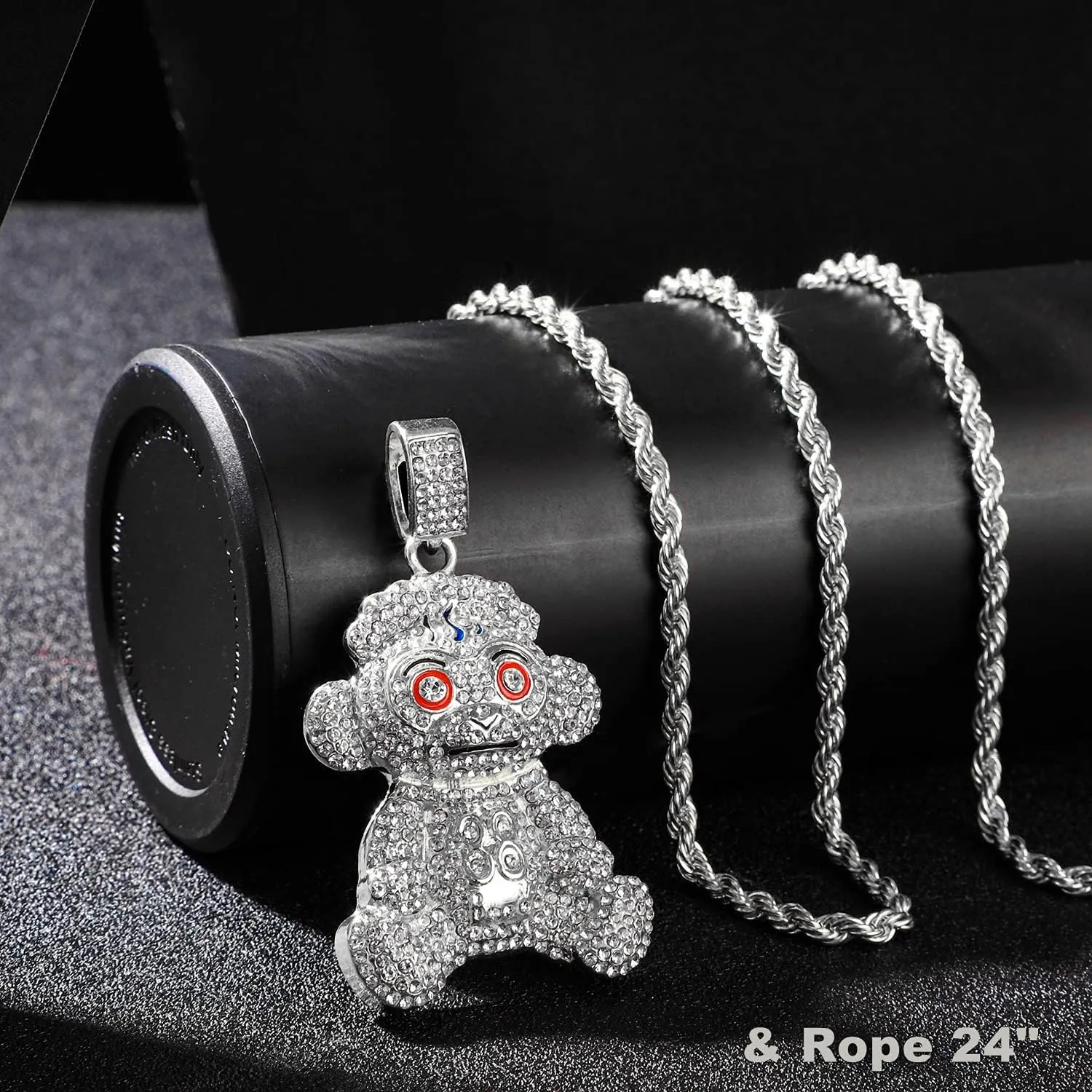 Mens Hip Hop Iced Out Chain Necklaces Silver Gold Monkey | Bear | Lion Pendant Chains Bling Rapper Jewelry