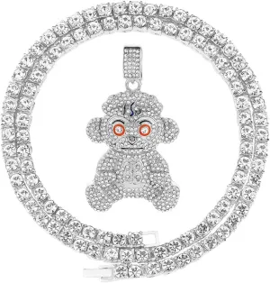 Mens Hip Hop Iced Out Chain Necklaces Silver Gold Monkey | Bear | Lion Pendant Chains Bling Rapper Jewelry