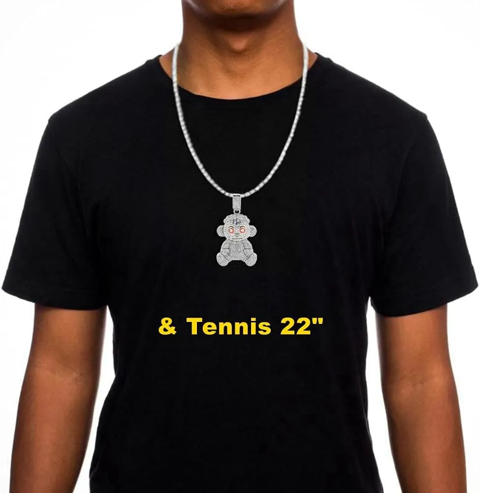 Mens Hip Hop Iced Out Chain Necklaces Silver Gold Monkey | Bear | Lion Pendant Chains Bling Rapper Jewelry