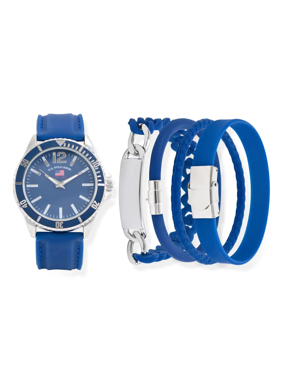 MEN'S NAVY WATCH AND STACKABLE BRACELETS SET