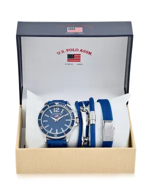 MEN'S NAVY WATCH AND STACKABLE BRACELETS SET