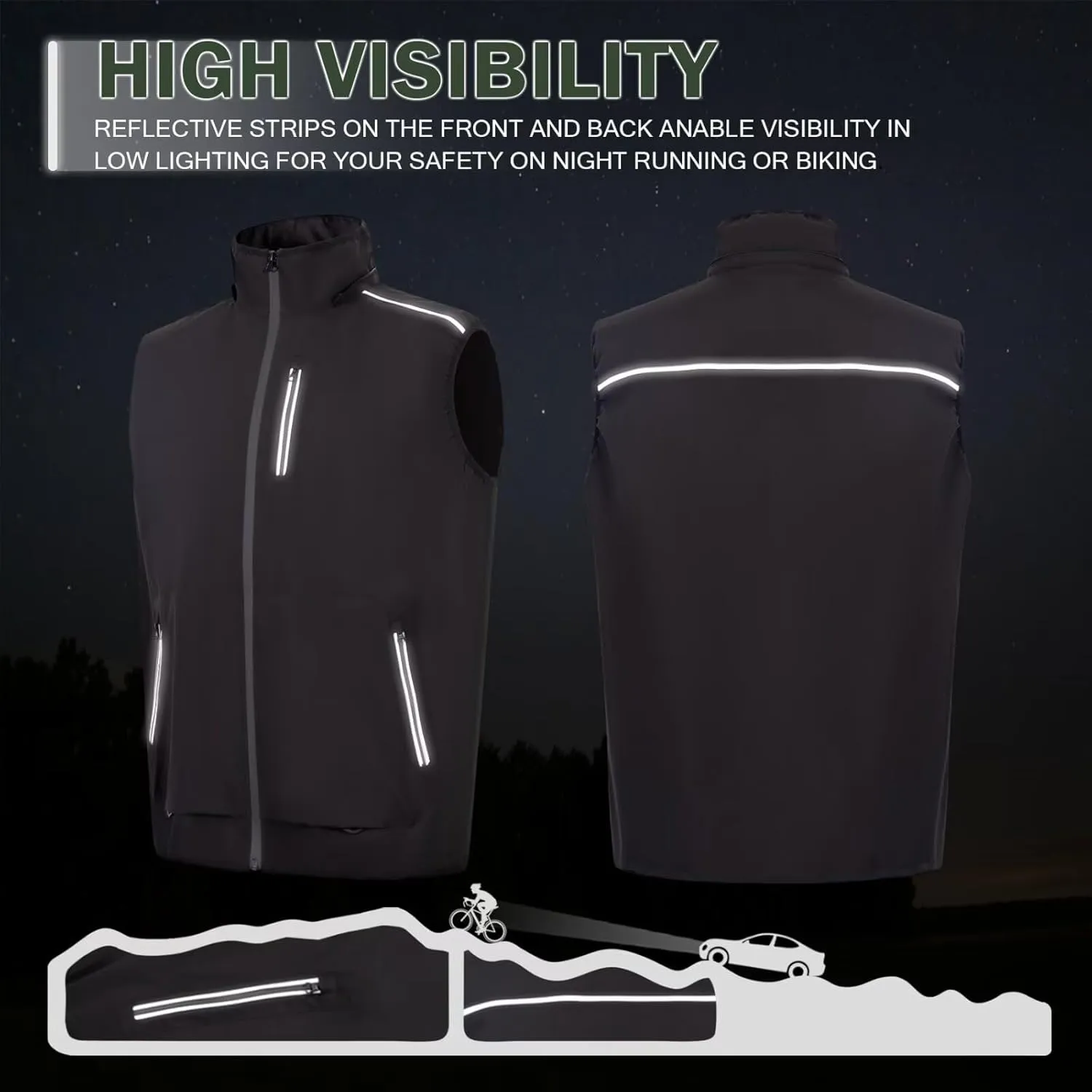 Mens Windproof Lightweight Golf Vest Sleeveless Softshell Jacket Quick Dry Running Hiking Sports Outerwear for Men