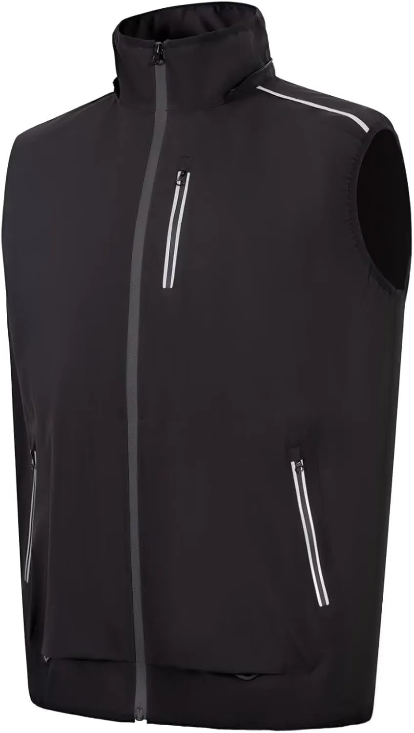 Mens Windproof Lightweight Golf Vest Sleeveless Softshell Jacket Quick Dry Running Hiking Sports Outerwear for Men
