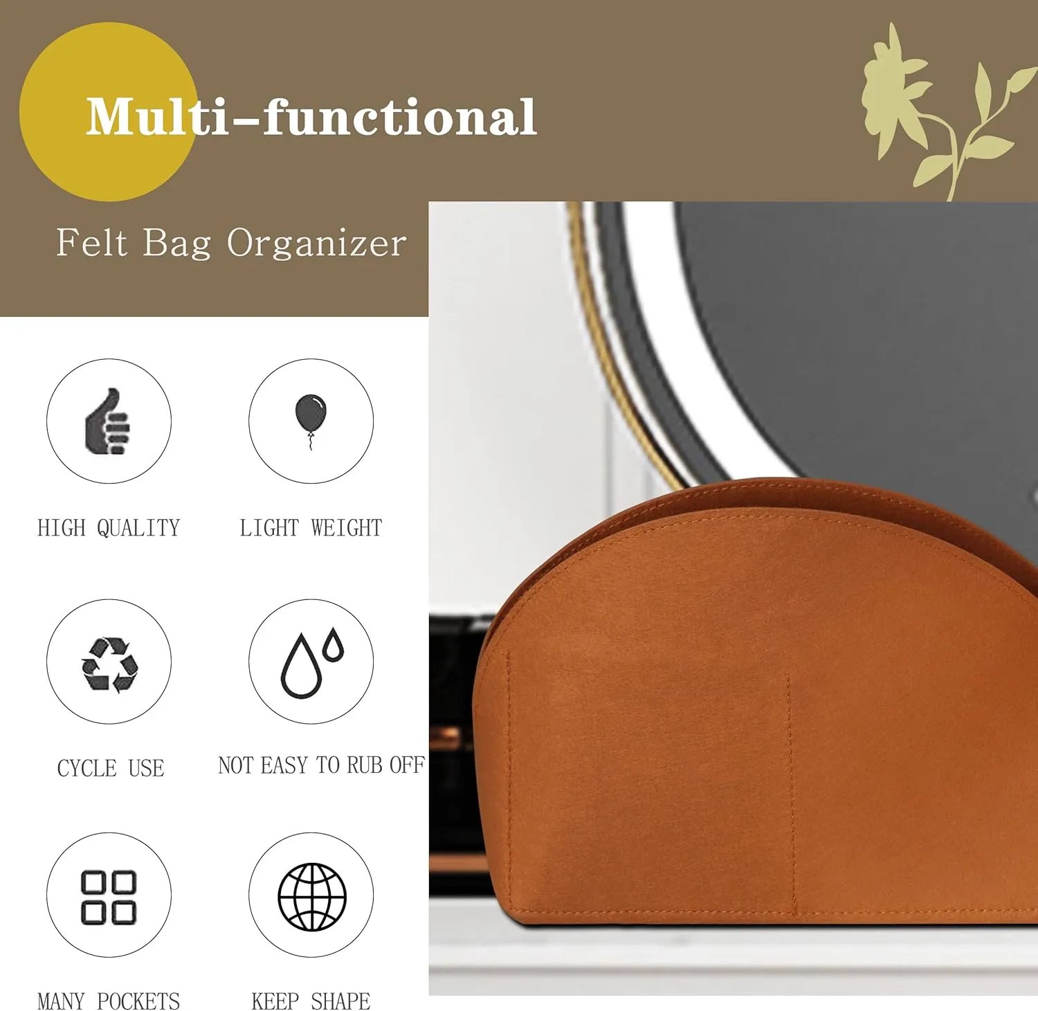 MISIXILE Felt Purse Alma BB PM Organizer Insert Shell Tote Organizer for Women Fits Alma BB PM Insert