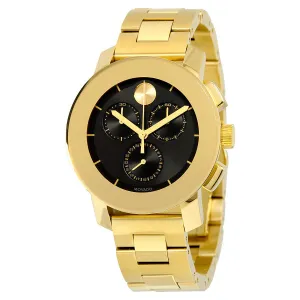 Movado Bold Black Dial Gold-tone Chronograph Unisex Watch 3600359