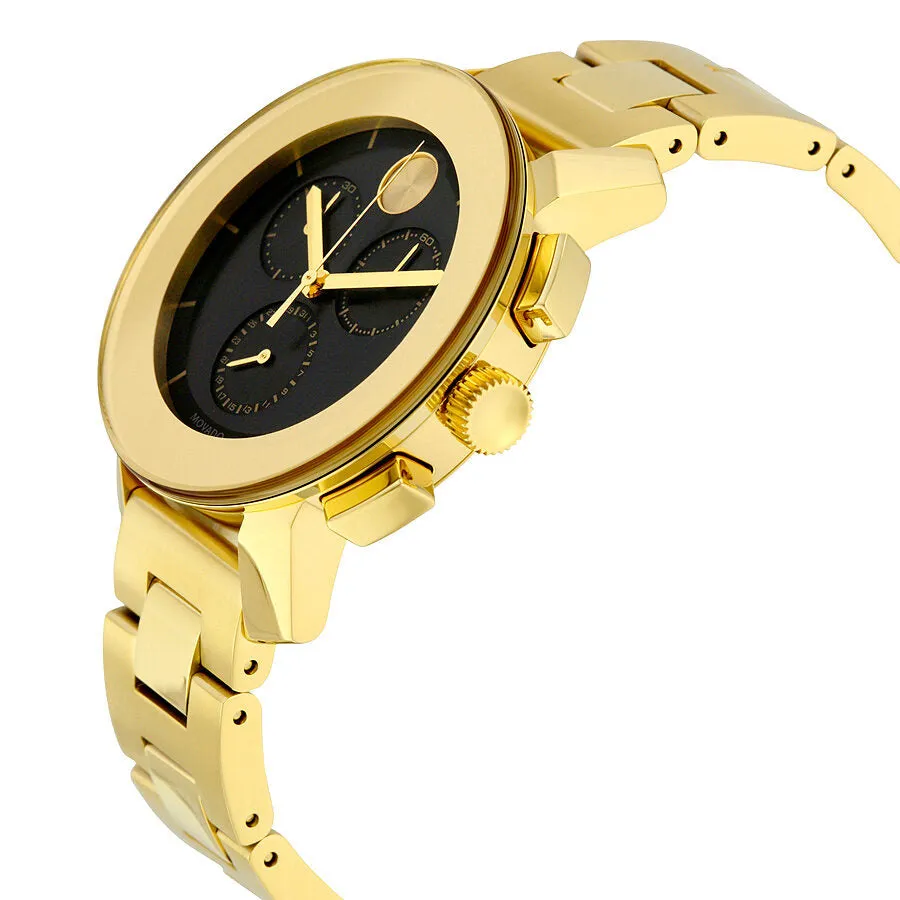 Movado Bold Black Dial Gold-tone Chronograph Unisex Watch 3600359