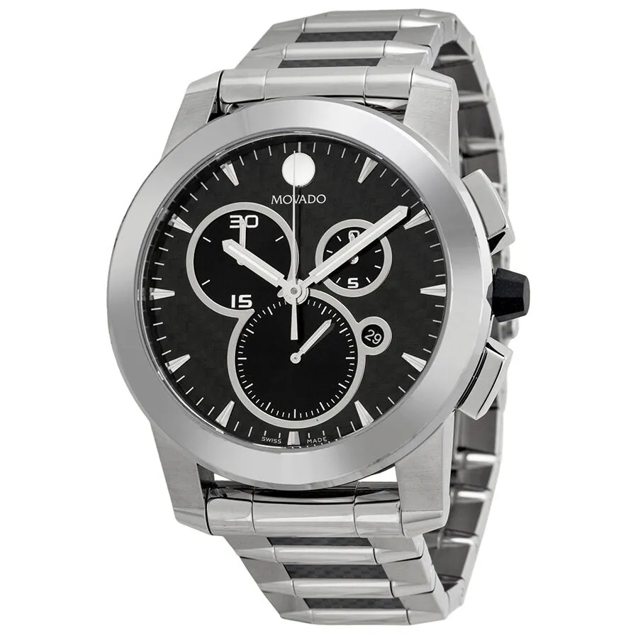 Movado Vizio Carbon Fiber Dial Chronograph Stainless Steel Men's Watch 0606083