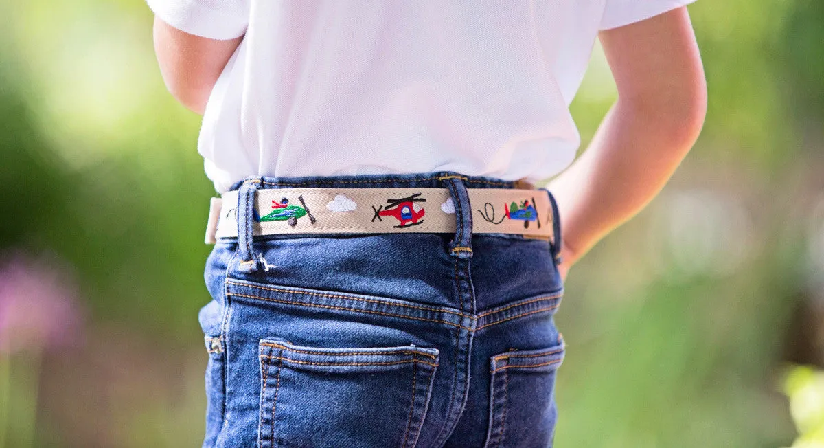MYSELF BELTS - Helicopter Print Easy Velcro Belt For Toddlers/Kids