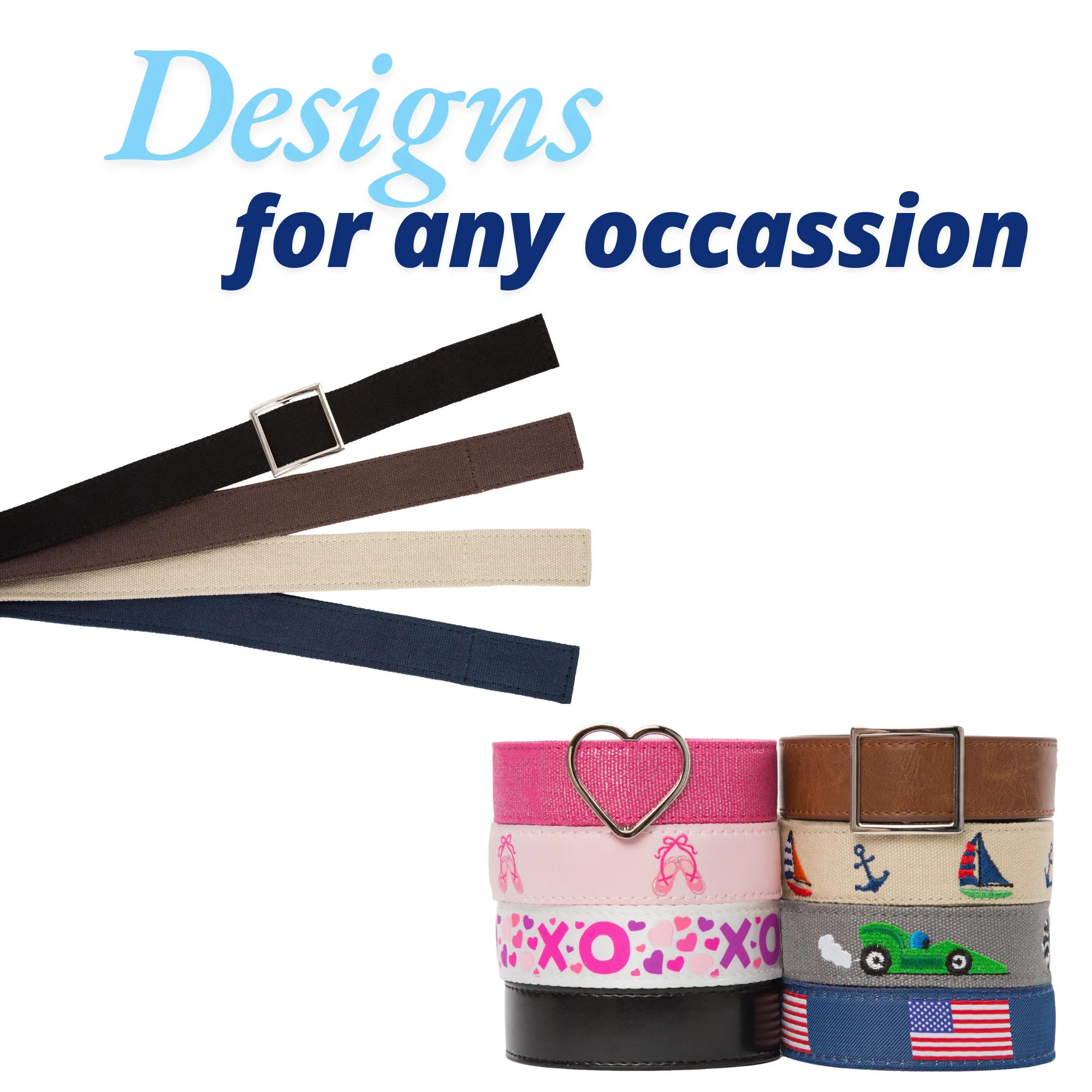 MYSELF BELTS - Multi Stripe Ribbon Print Easy Velcro Belt For Toddlers/Kids
