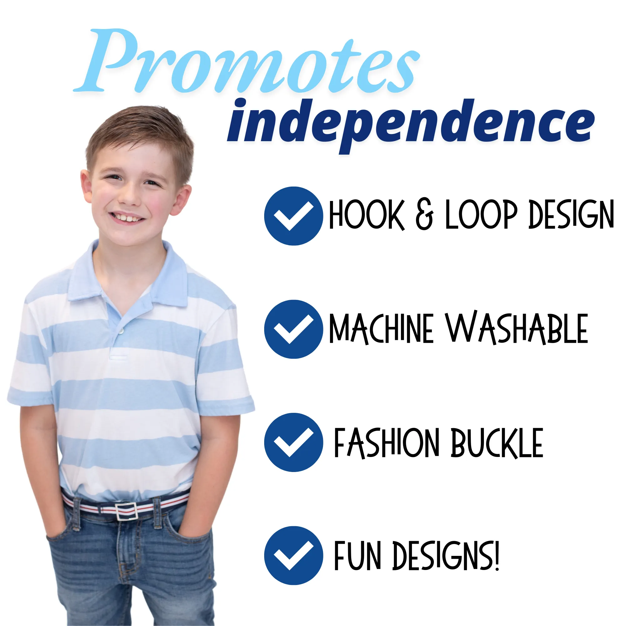 MYSELF BELTS - Multi Stripe Ribbon Print Easy Velcro Belt For Toddlers/Kids