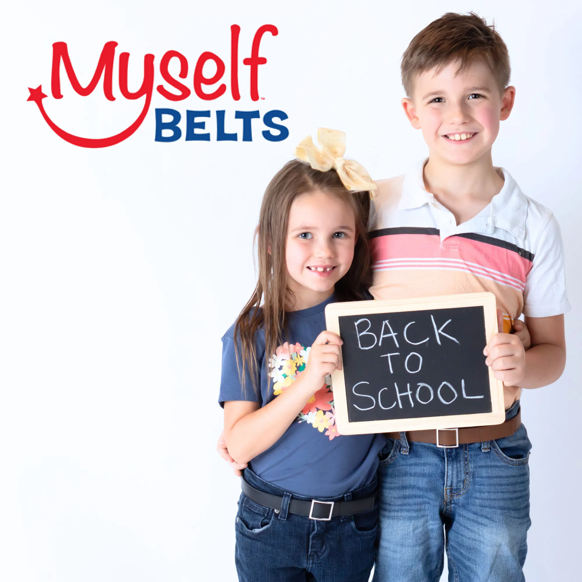 MYSELF BELTS - Multi Stripe Ribbon Print Easy Velcro Belt For Toddlers/Kids