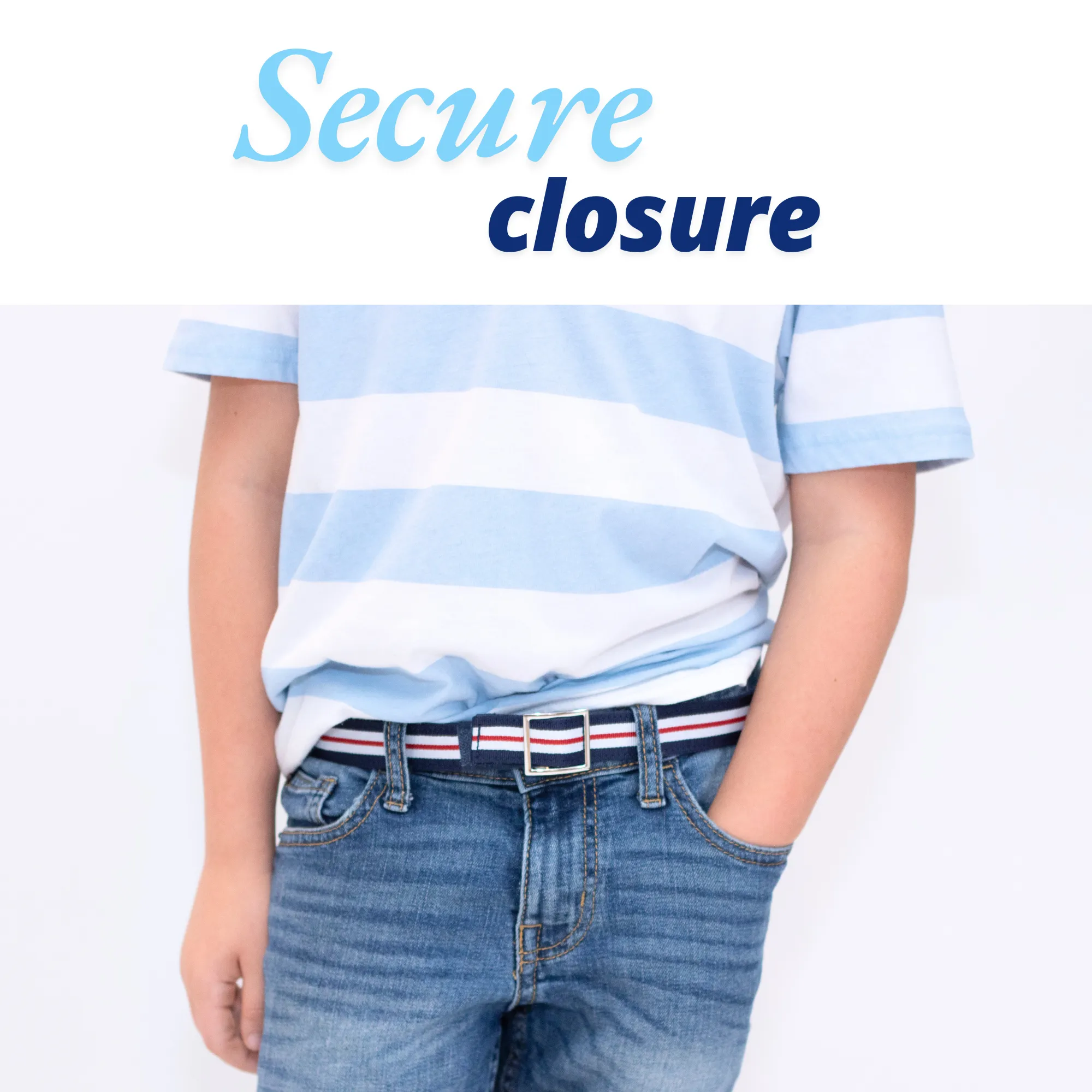 MYSELF BELTS - Multi Stripe Ribbon Print Easy Velcro Belt For Toddlers/Kids