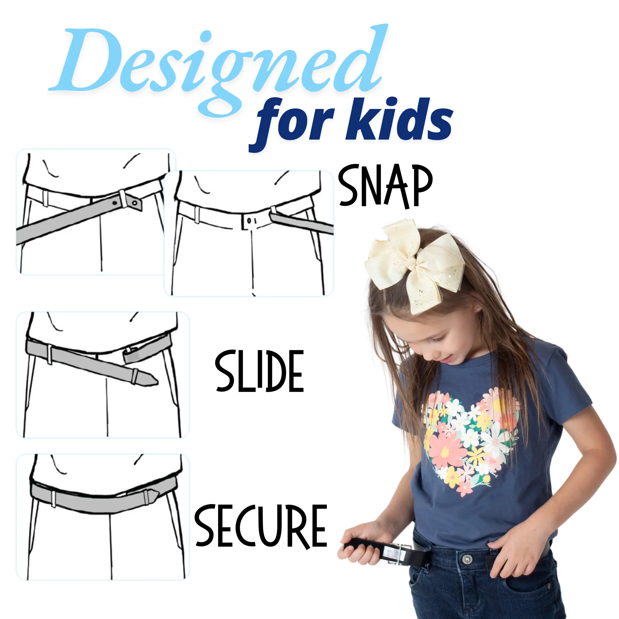 MYSELF BELTS - Multi Stripe Ribbon Print Easy Velcro Belt For Toddlers/Kids
