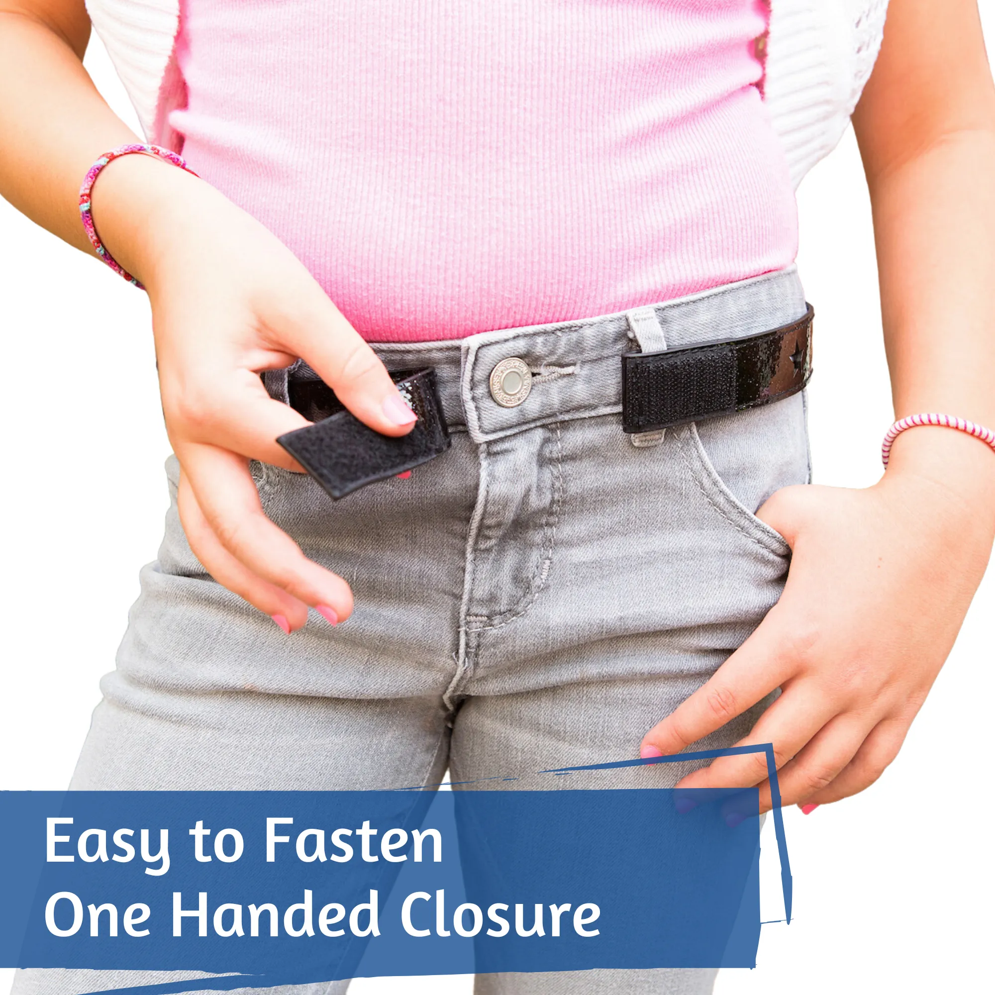 MYSELF BELTS - Pink Stripe Print Easy Velcro Belt For Toddlers/Kids