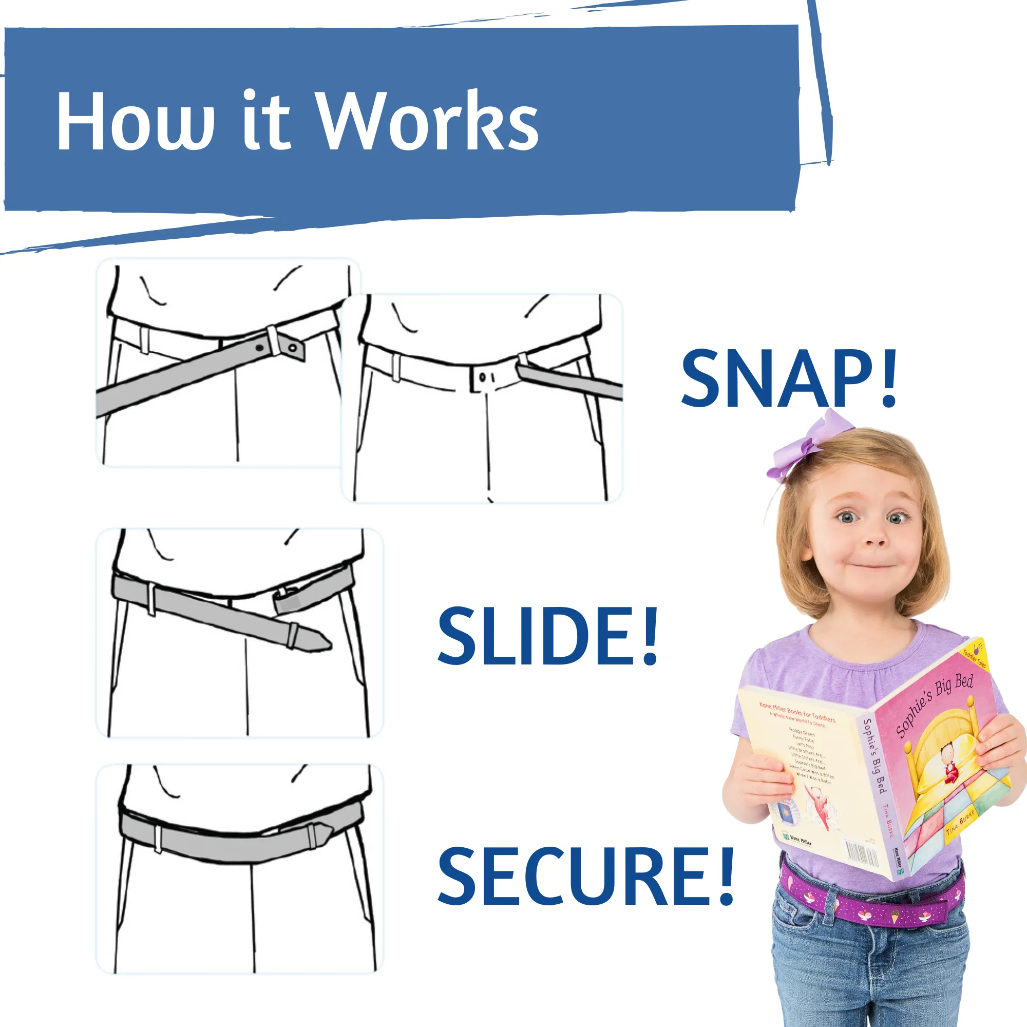 MYSELF BELTS - Sailing Print Easy Velcro Belt For Toddlers/Kids