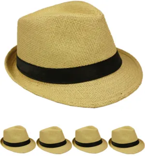 natural color straw fedora hat Case of 72