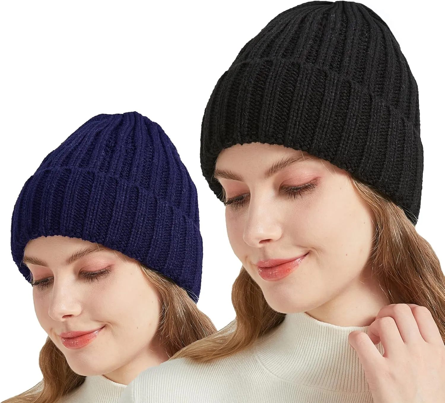 NPQQUAN Thick Warm Winter Hats for Women Knit Beanie Hat Skull Cap Beanies for Men Women