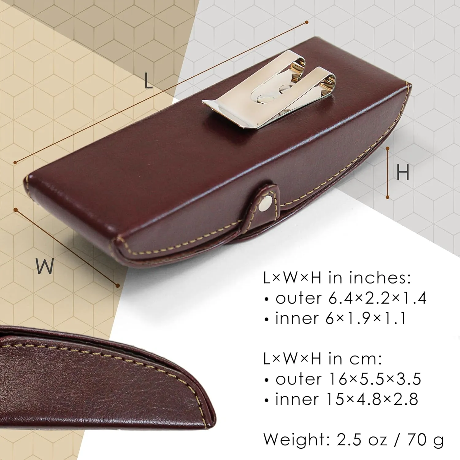 Orsus Hard Glasses Eyeglass Case with Belt Clip, Belt Waist Hard Sunglasses Case 6x2 Inches