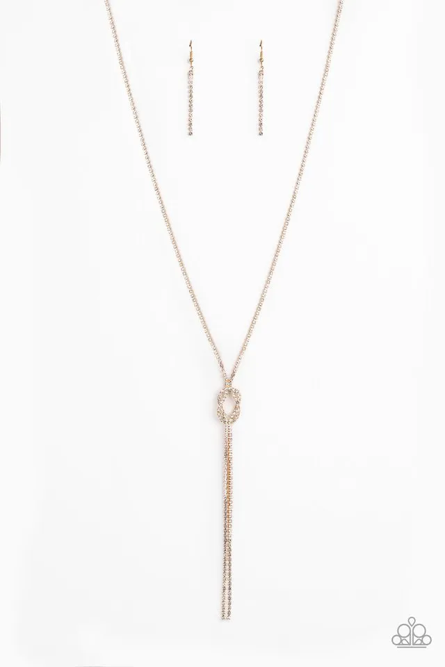 Paparazzi Necklace ~ Knockout Knot - Gold